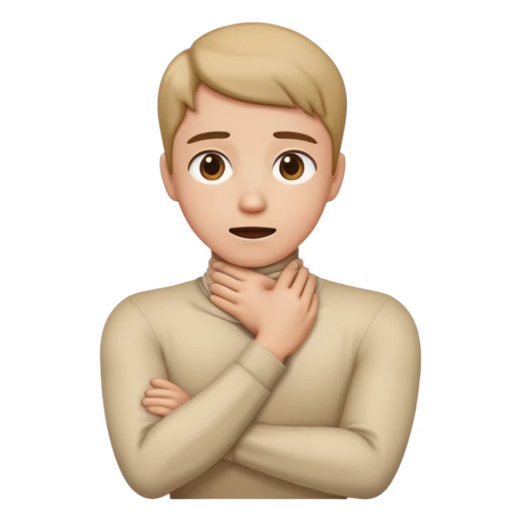 Arms crossed holding neck choking sticker