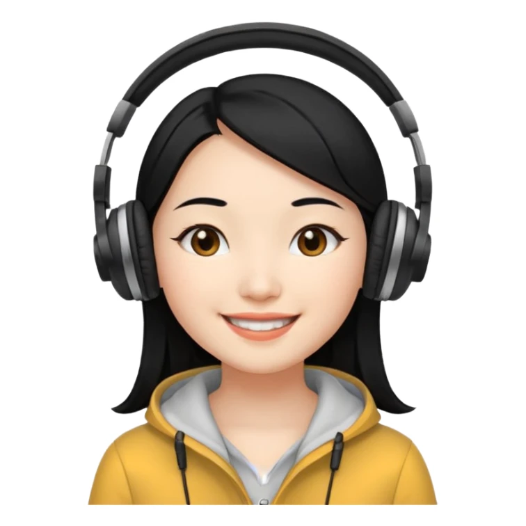 Chinese Virtual Assistant with Black Hair with headphone on sticker