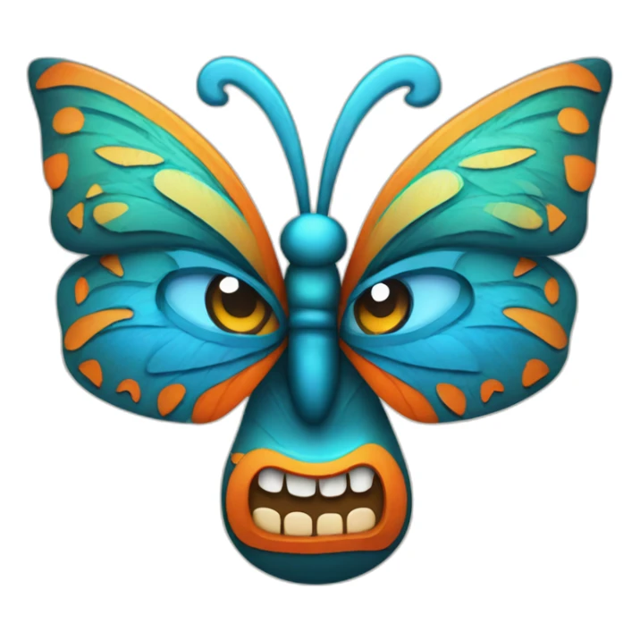 Tiki with colors blue and orange-butterfly-tornado-fun-love-eyelasch sticker