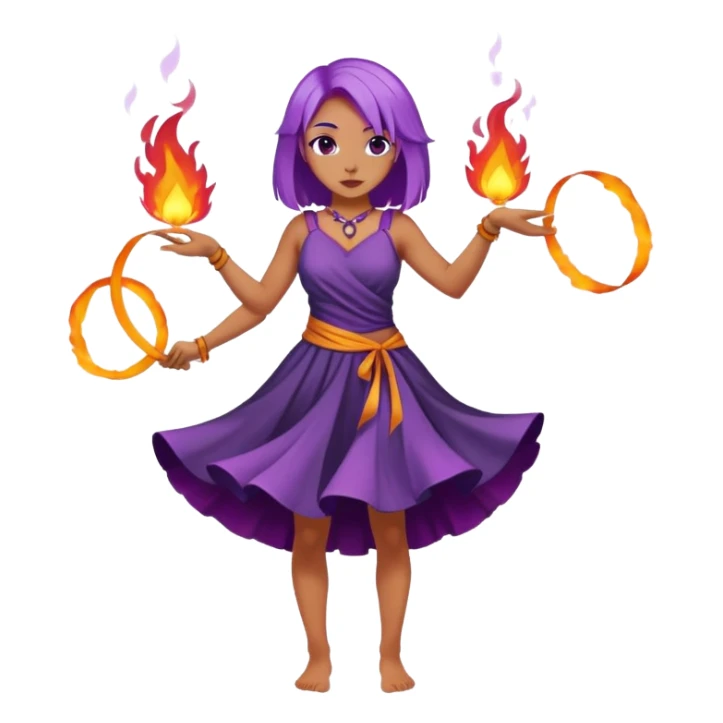 Poi fire dance, girl purple hair sticker