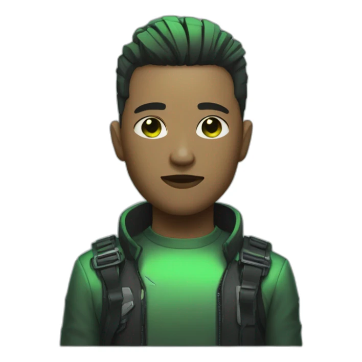 Cyberpunk men with green gradient and short hair sticker