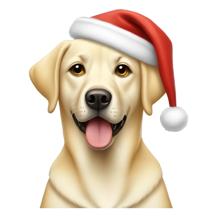 Yellow lab dog wearing a Santa hat sticker