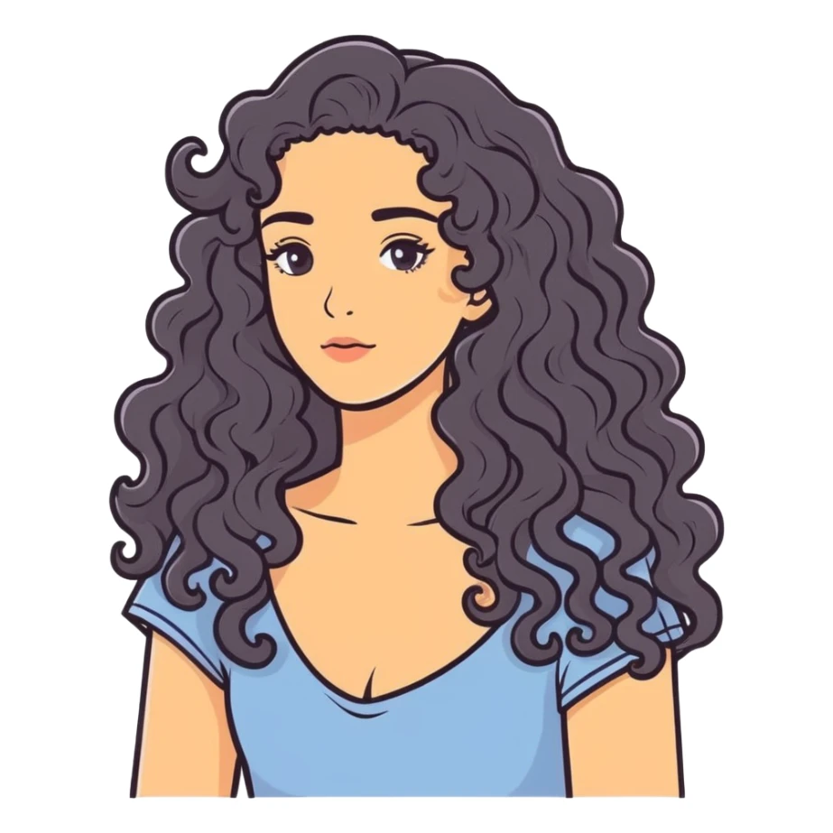 Woman with long curly hair sticker