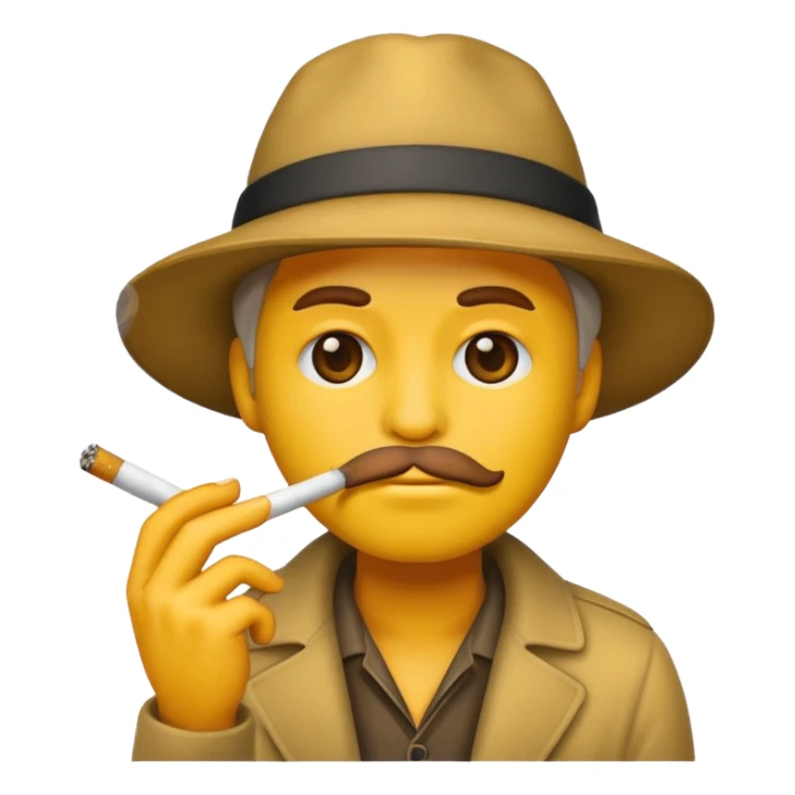 Haggard emoji face smoking a cigarette sticker