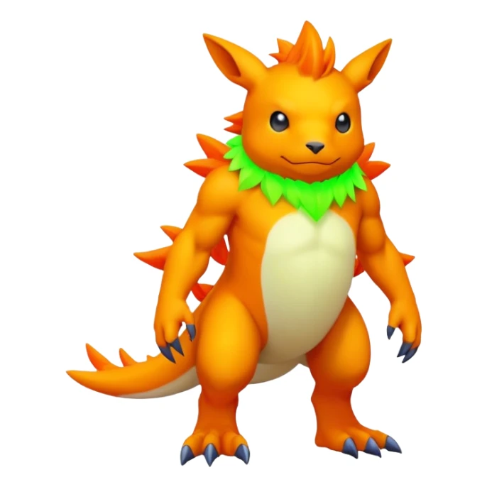  lush warm-colored neon-colored Digimon-Fionbri-creature (full body) sticker