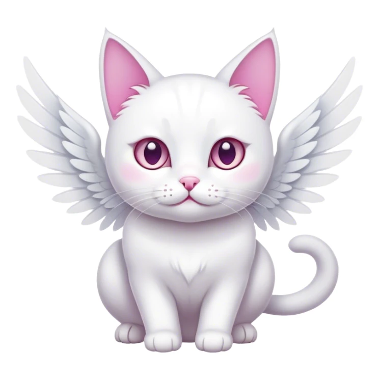 White cat-white wings-pink whiskers sticker