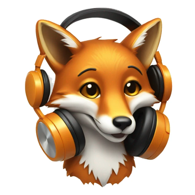 fox in headphones, enjoying music sticker