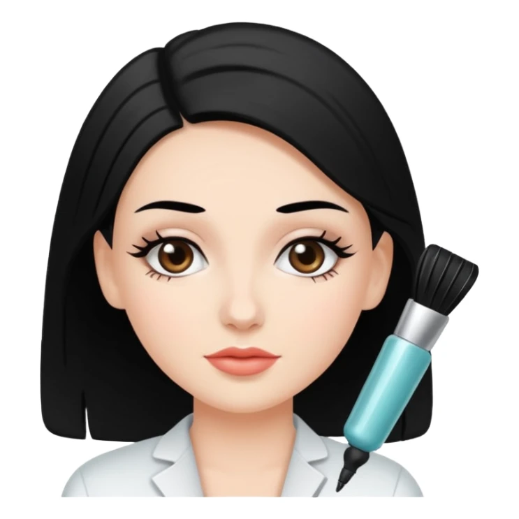 White girl with black hair getting a cosmetology treatment  sticker