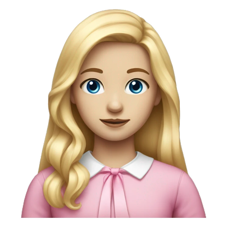 a girl with long blonde hair blue eyes and pink bow sticker