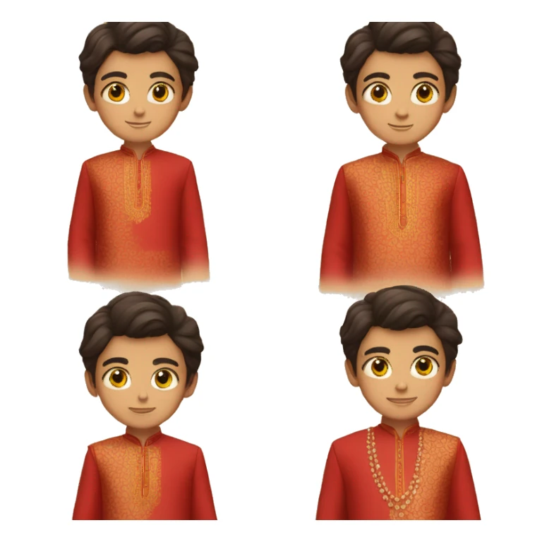 Boy in red kurta with lv logo on it sticker