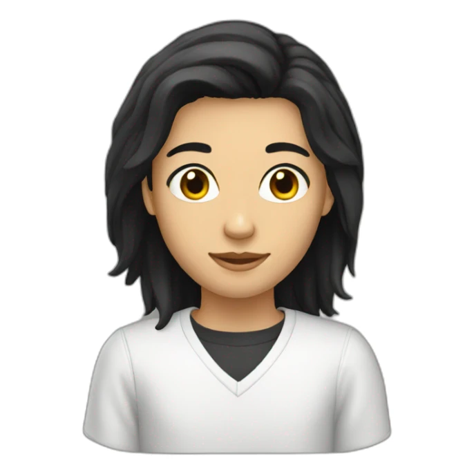 white collage student with black hair sticker