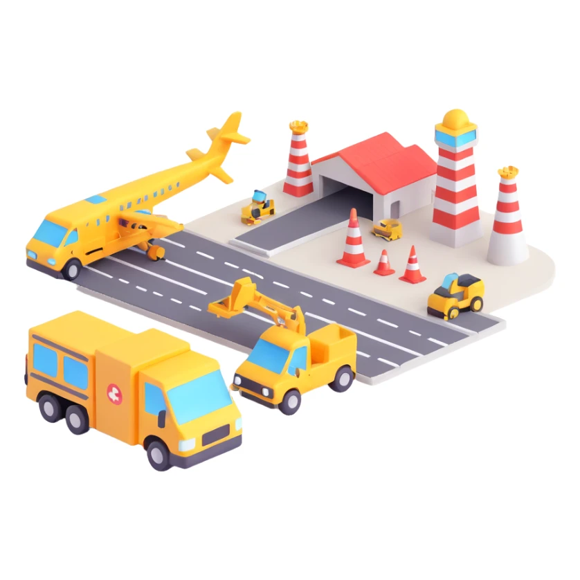 combined construction and airport scene sticker
