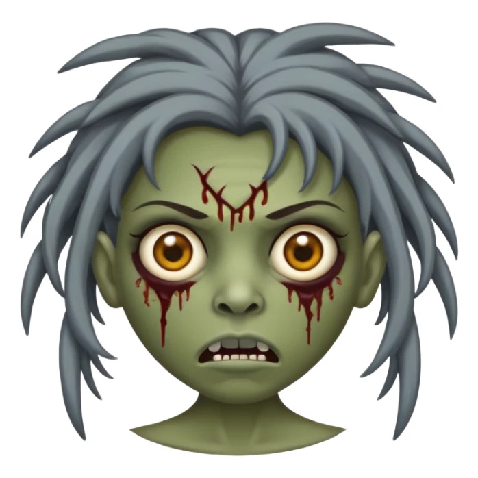 faça uma garota zumbi com cabelos acima dos ombros da cor castanhos escuros e com franja curta sticker