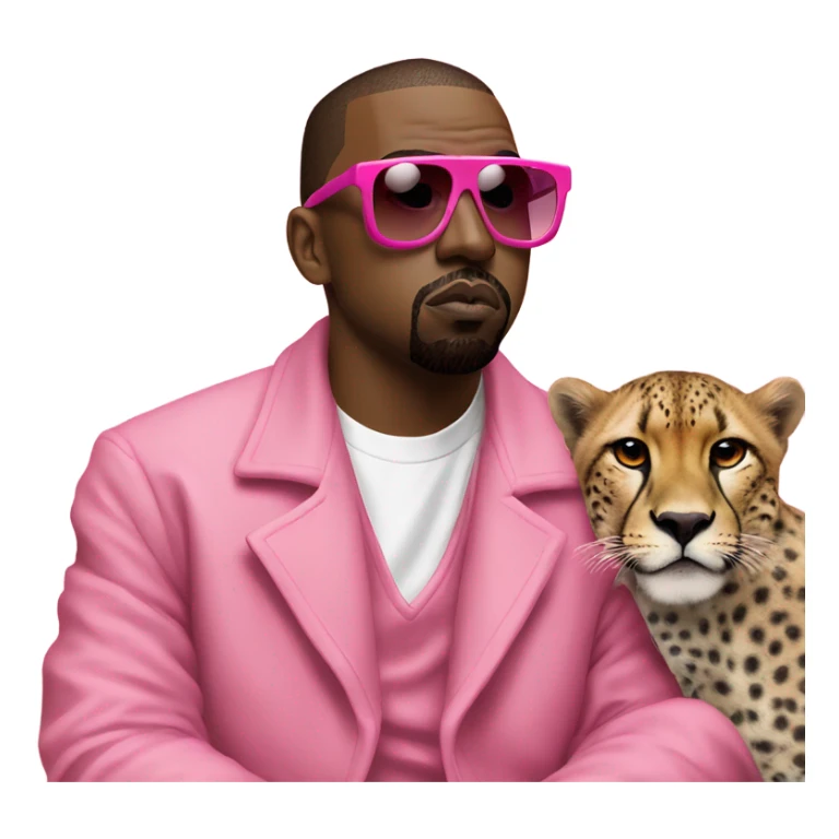 Kanye west smoking a zoot with a cheetah wearing pink glasses sticker