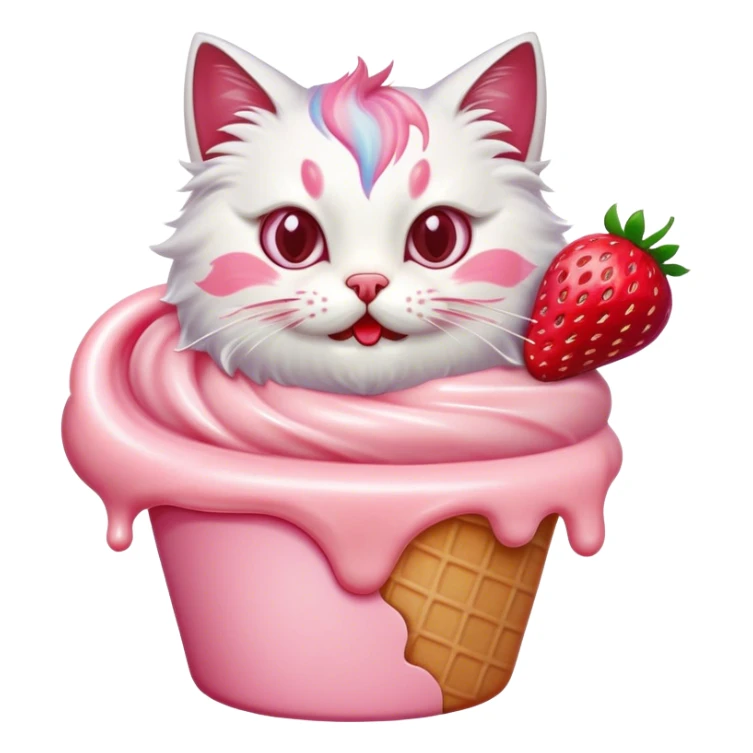 Cat eating frozen yogurt sticker