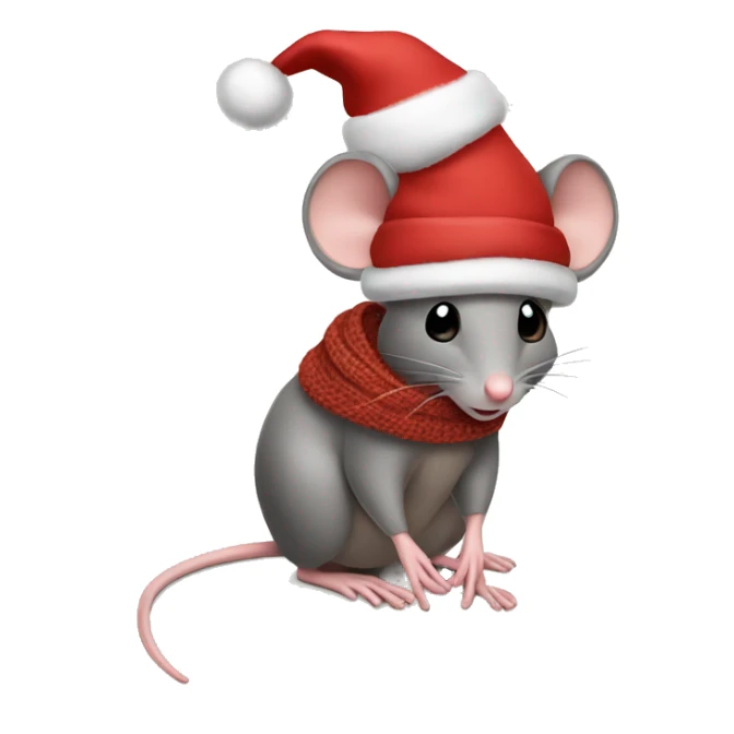 Mouse in christmas hat and scarf sticker