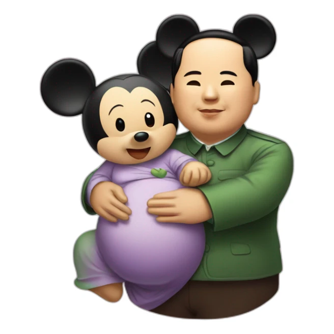 Chairman Mao hugging pregnant Mickey mouse sticker