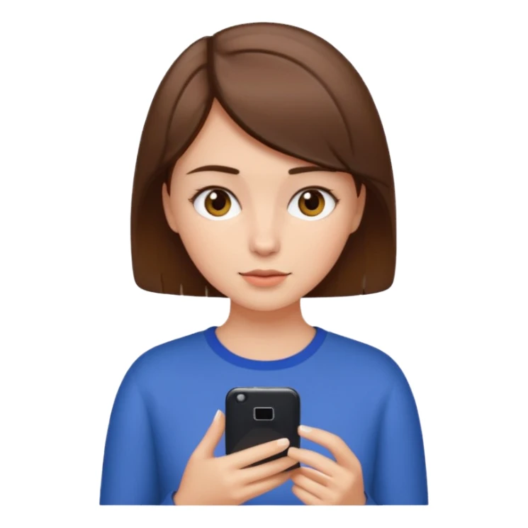 Una menina branca cabelo curto marrom usando el celular sticker