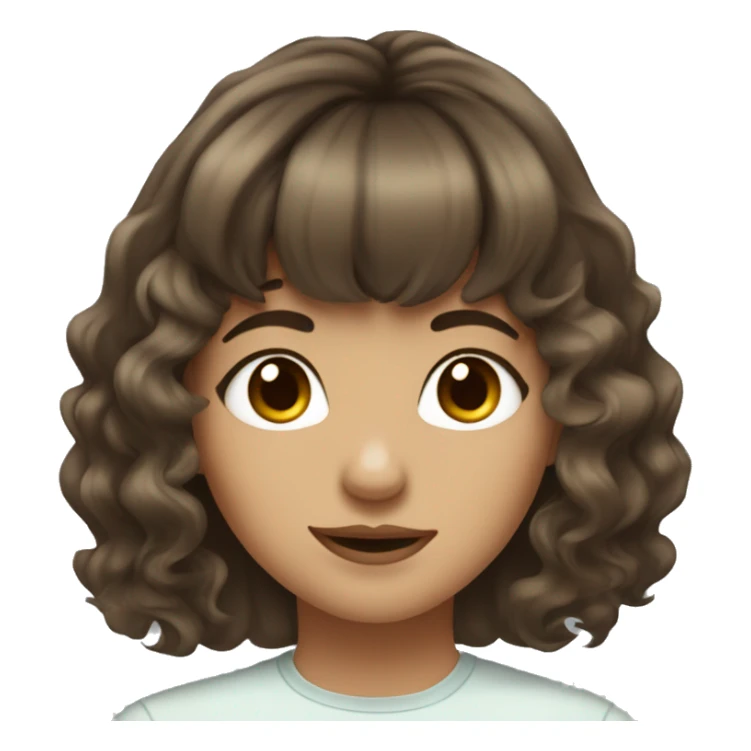 Pretty girl with wavy medium length brown hair and bangs nose piercing  sticker