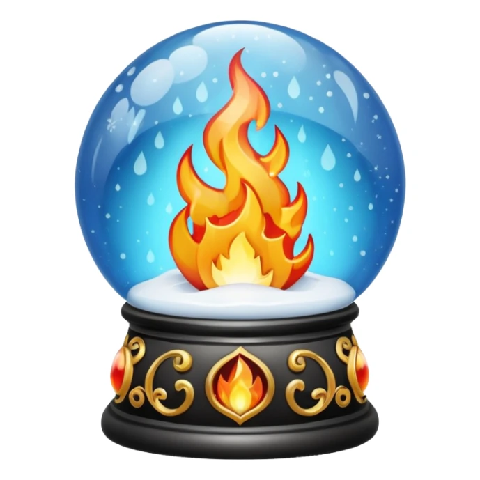 Can you make a snow globe emoji with a flame in it, gothic style sticker