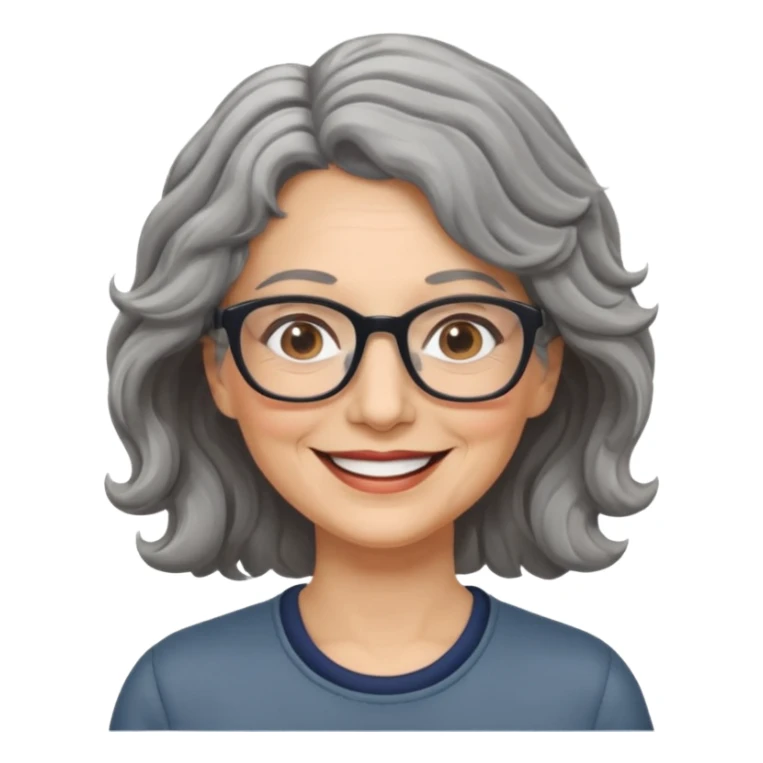 Femme 53 ans lunettes cheveux gris ondulés  sticker