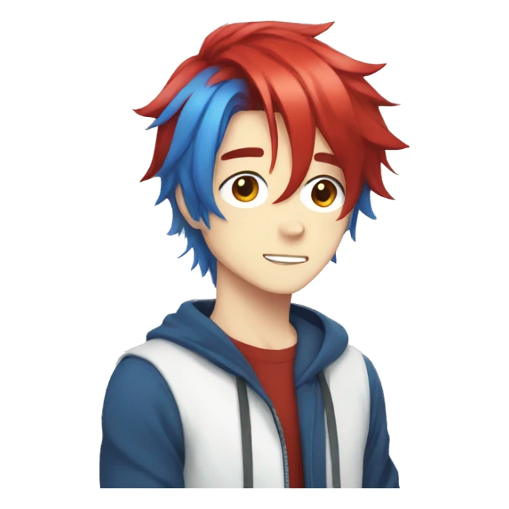 blue and red hair anime guy  sticker