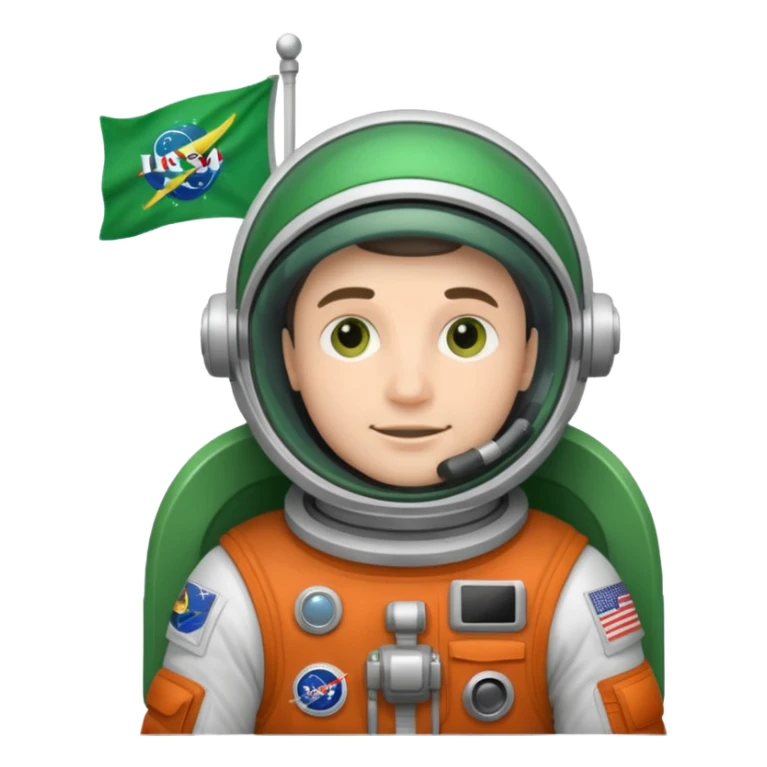 male astronaut with green flag in hand sticker