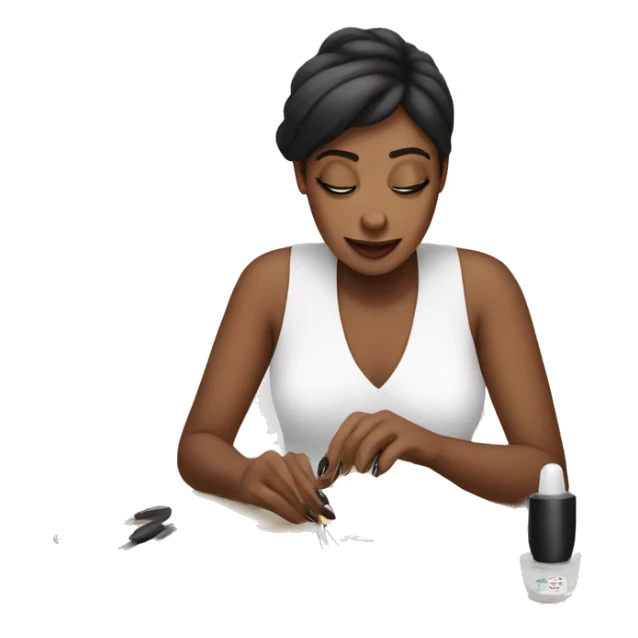 The woman is doing a manicure sticker