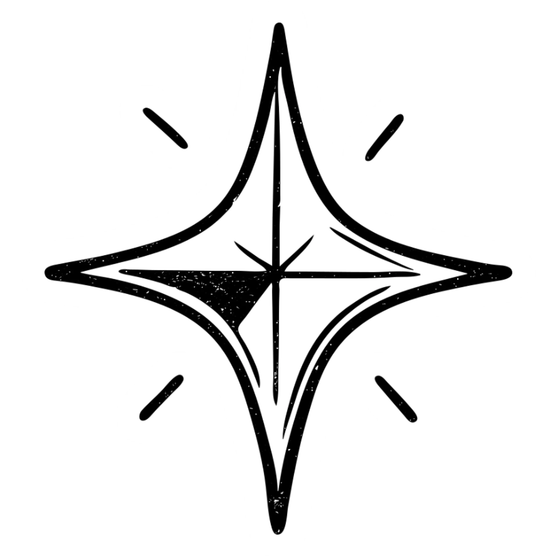 hand-drawn outlined icon of a bright star on a glossy black car surface, subtle reflections, gold or silver details, clean and modern sticker