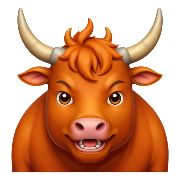create me a color deep orange bull face that is happy, shock, celebrate, sad, mad, victory, chill sticker