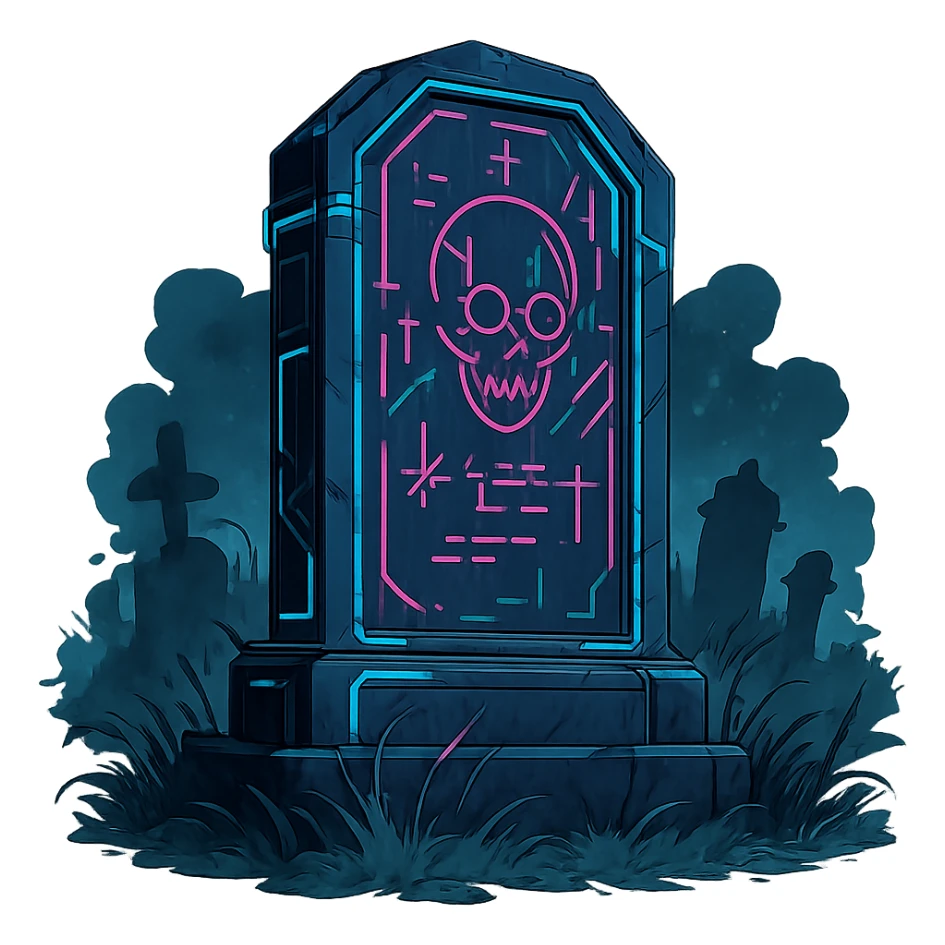  [[[a lonesome tombstone in a graveyard]]], , punk gothic style, futuristic cyberwave cyberpunk, monument
 sticker