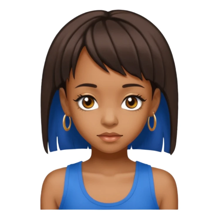 Lisa Left Eye Lopes brown eyes dark brown hair, blue tank top sticker