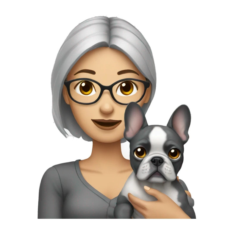 Woman holding Grey French bulldog sticker