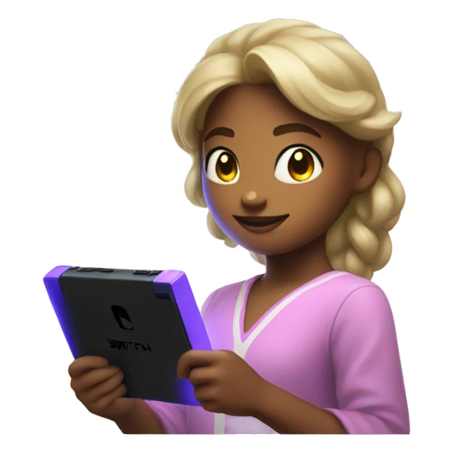 Glowing girl playing nintendo switch sticker