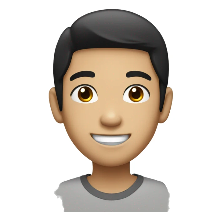 Asian boy with straight Balck hair and black eyes smile sticker