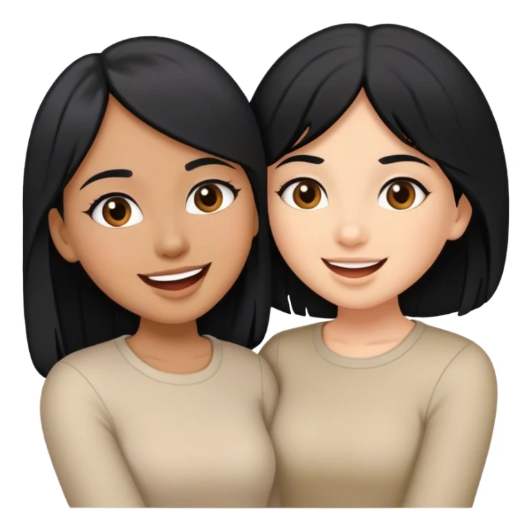 Sisters with black hair having fun with eachother sticker