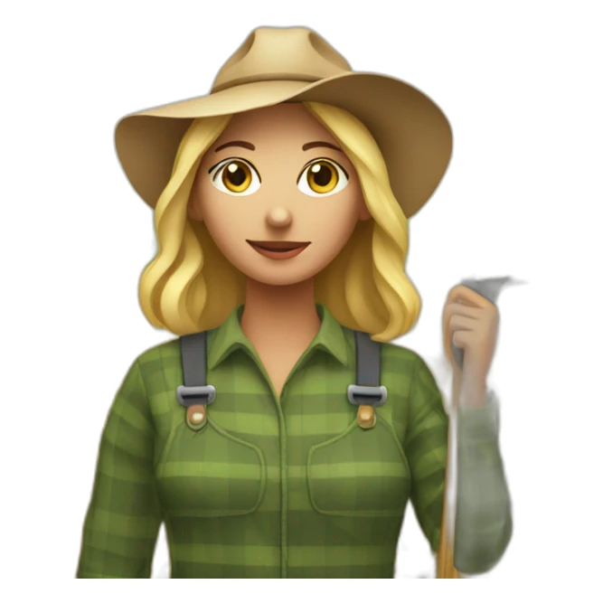woman farmer pitchfork sticker