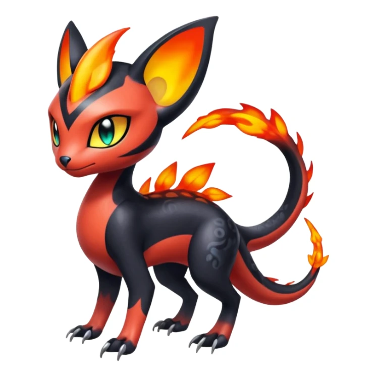 Colorful Translucent Tricky Hot Handsome Meloetta-Salandit-Litten-Pokémon-Fakémon-fusion-hybrid-creature sticker