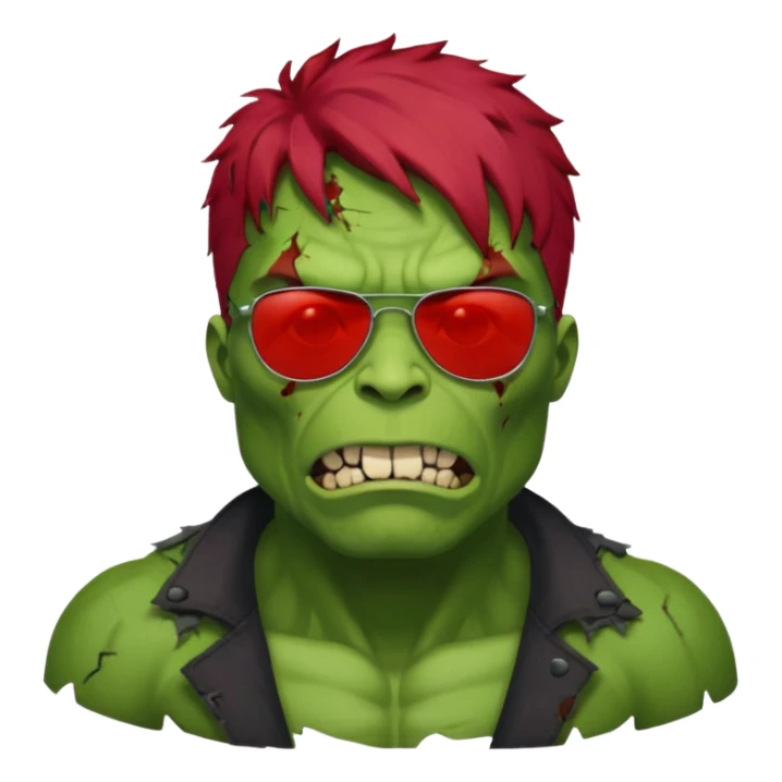 Zombie hulk with red hair and sun glasses sticker