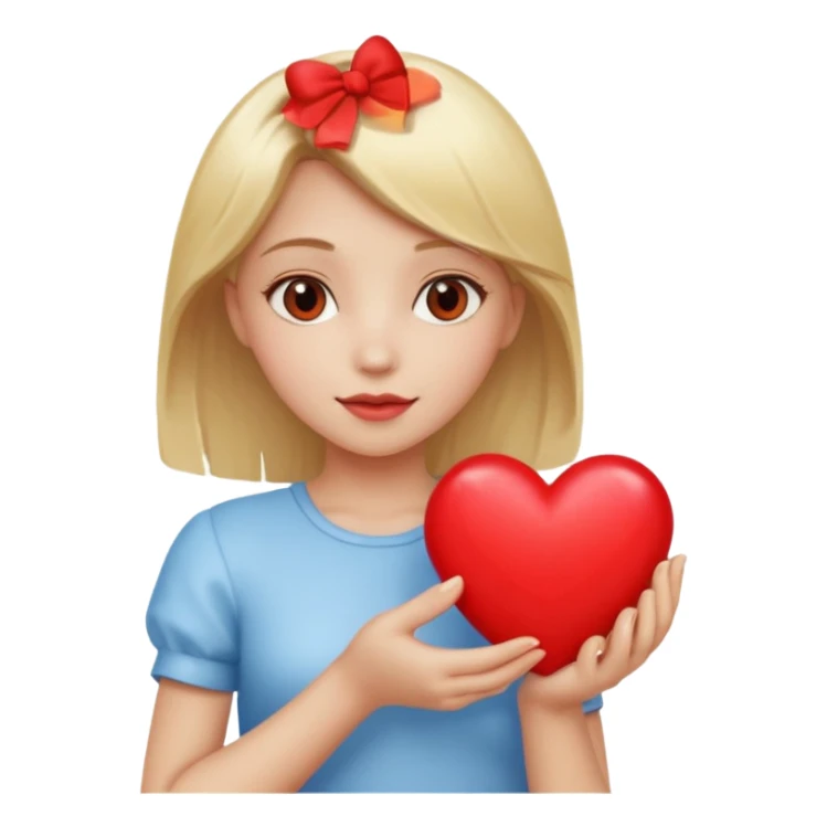prayer girl blond hair red heart in her hands sticker