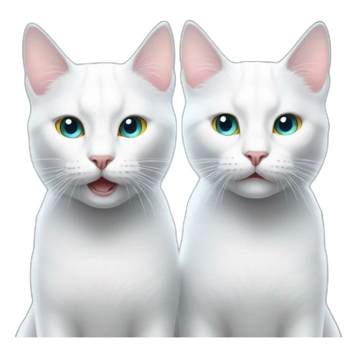 two white cats with laser beams shooting from their eyes sticker