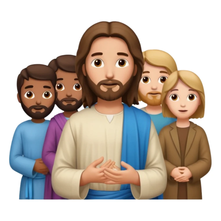 Jesus with a group of modern people as followers sticker