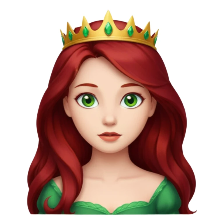 Princess with long dark red hair green eyes sticker