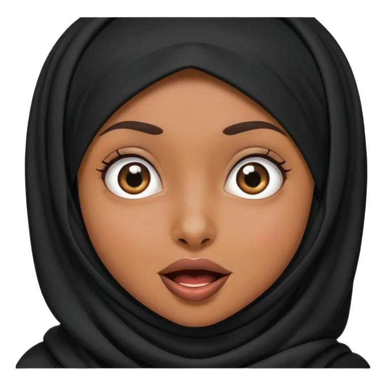 brown hijabi girl with black hijab making a  funny face sticker