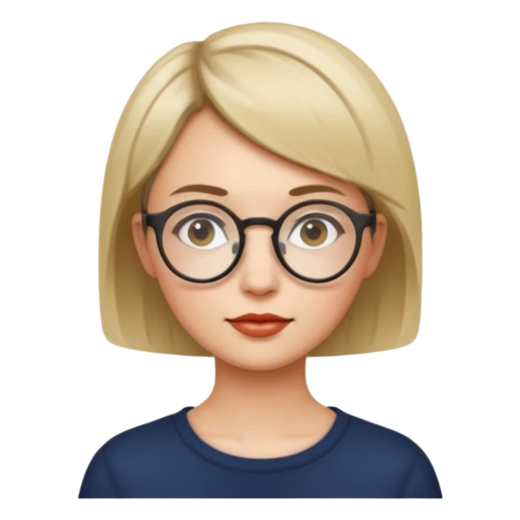 female short hair and round glasses sticker