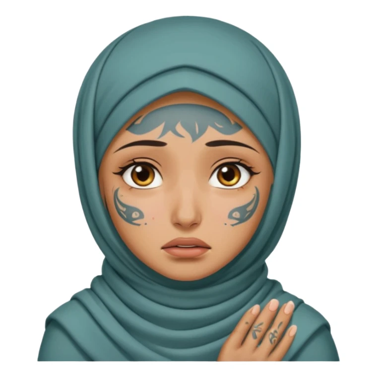 arab hijab ancient cry girl with tatooed sticker