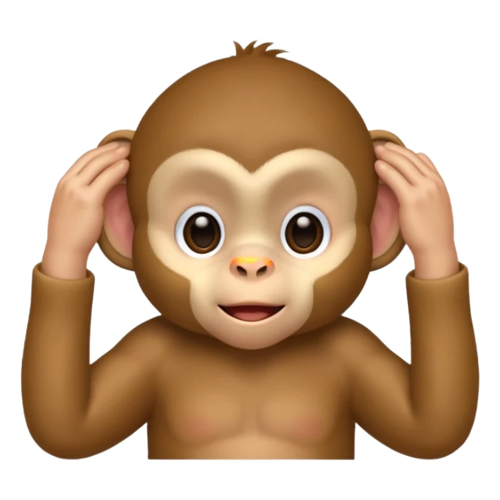 sweet baby monkey, covering eyes with hands sticker