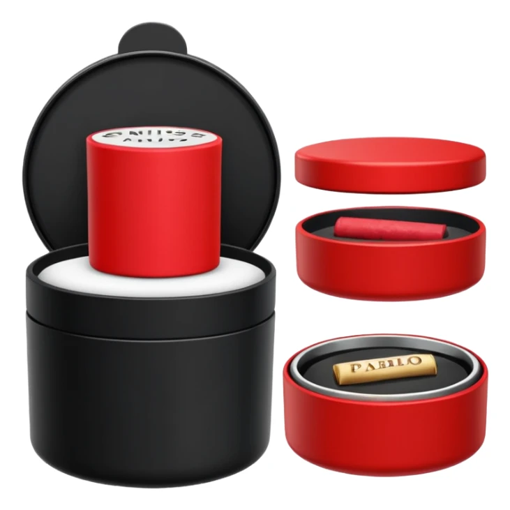 A swedish snus/lip pillow in the box black little box and write on them mini pablo (red) sticker