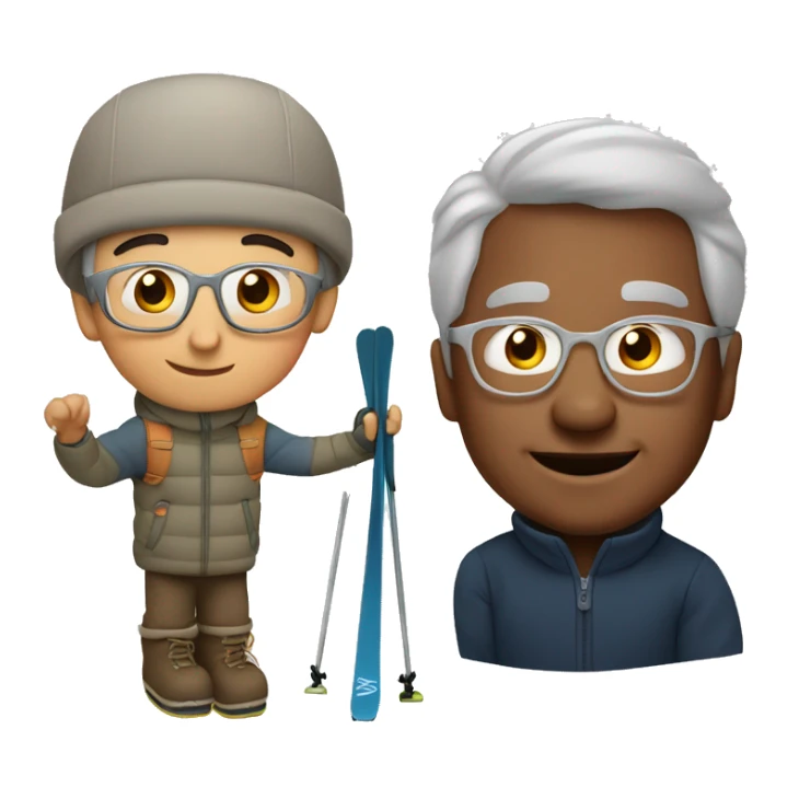 grandfather and grandson ski sticker