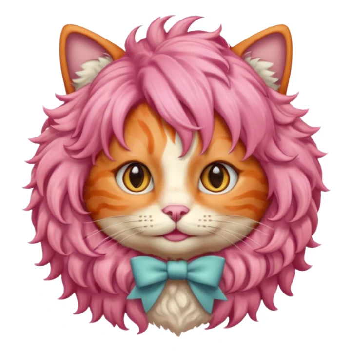 Orange cat wearing pink curly wig  sticker